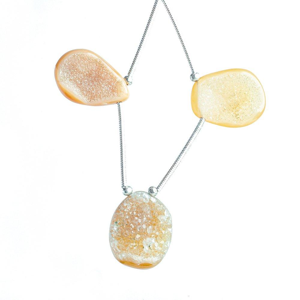 White & Yellow Agate Drusy Gem Focal Beads Set of 3 - The Bead Traders