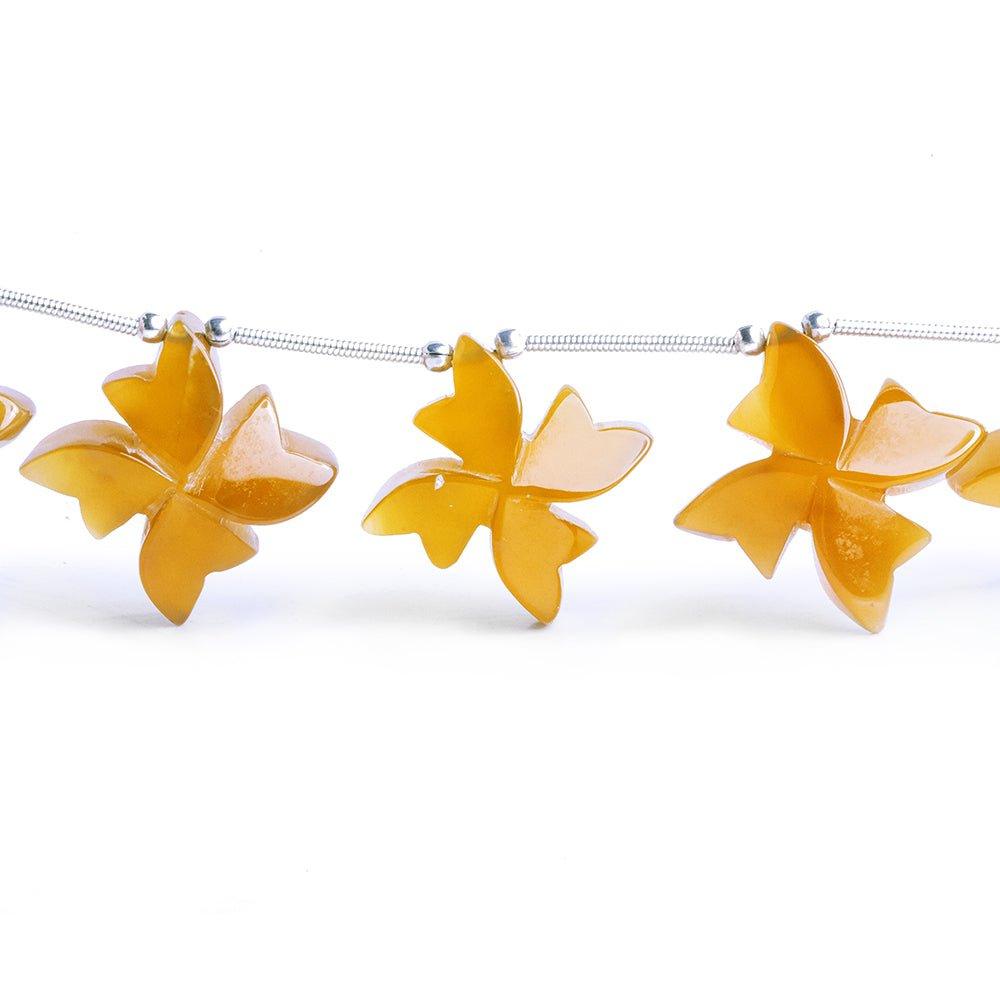 Yellow Chalcedony Fancy Carved Flower Beads 7.5 inch 8 pieces - The Bead Traders