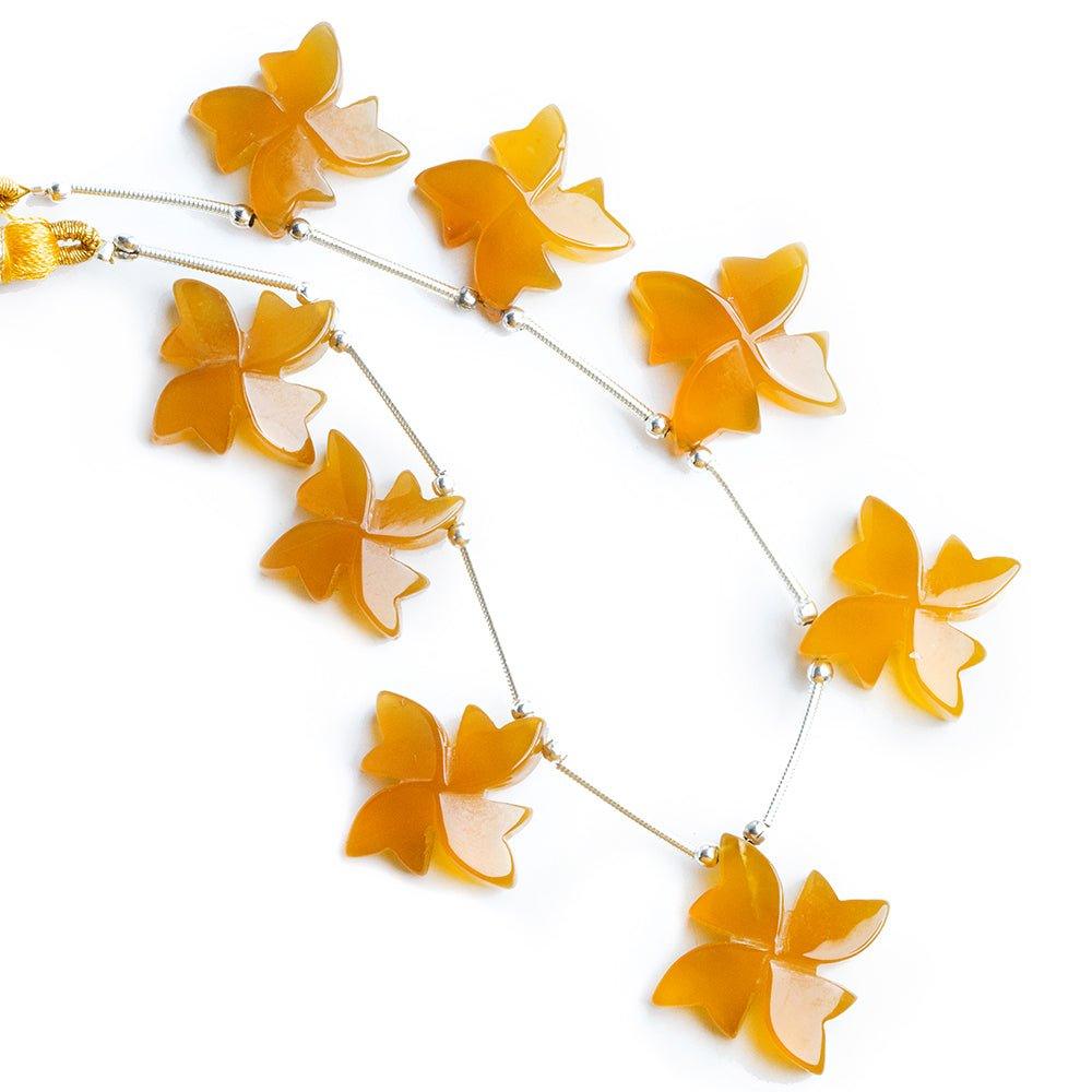 Yellow Chalcedony Fancy Carved Flower Beads 7.5 inch 8 pieces - The Bead Traders