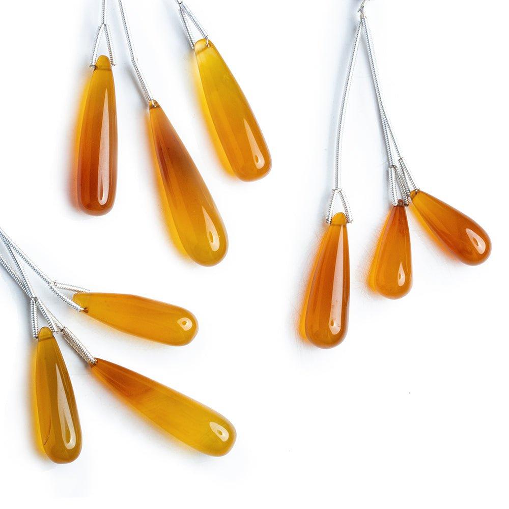 Yellow Chalcedony Plain Teardrop Beads 3 Pieces - The Bead Traders