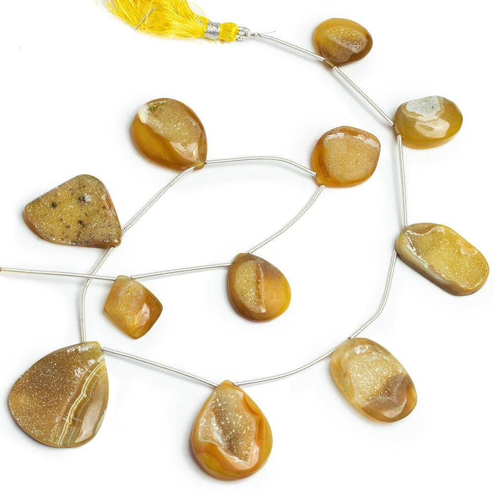 Yellow Drusy Nugget Beads 13 inch 11 pieces - The Bead Traders