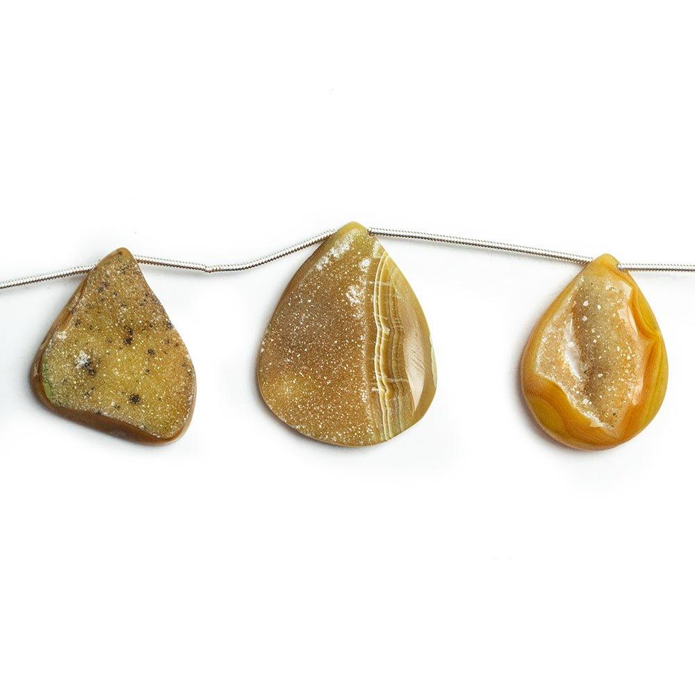 Yellow Drusy Nugget Beads 13 inch 11 pieces - The Bead Traders