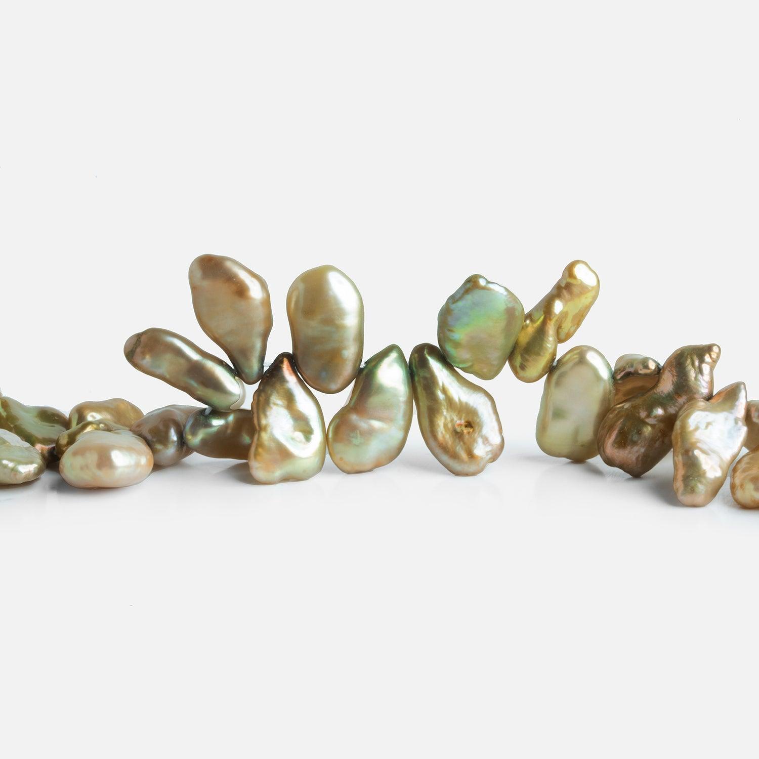 Yellow Green Keshi Pearls 14 inch 65 beads - The Bead Traders