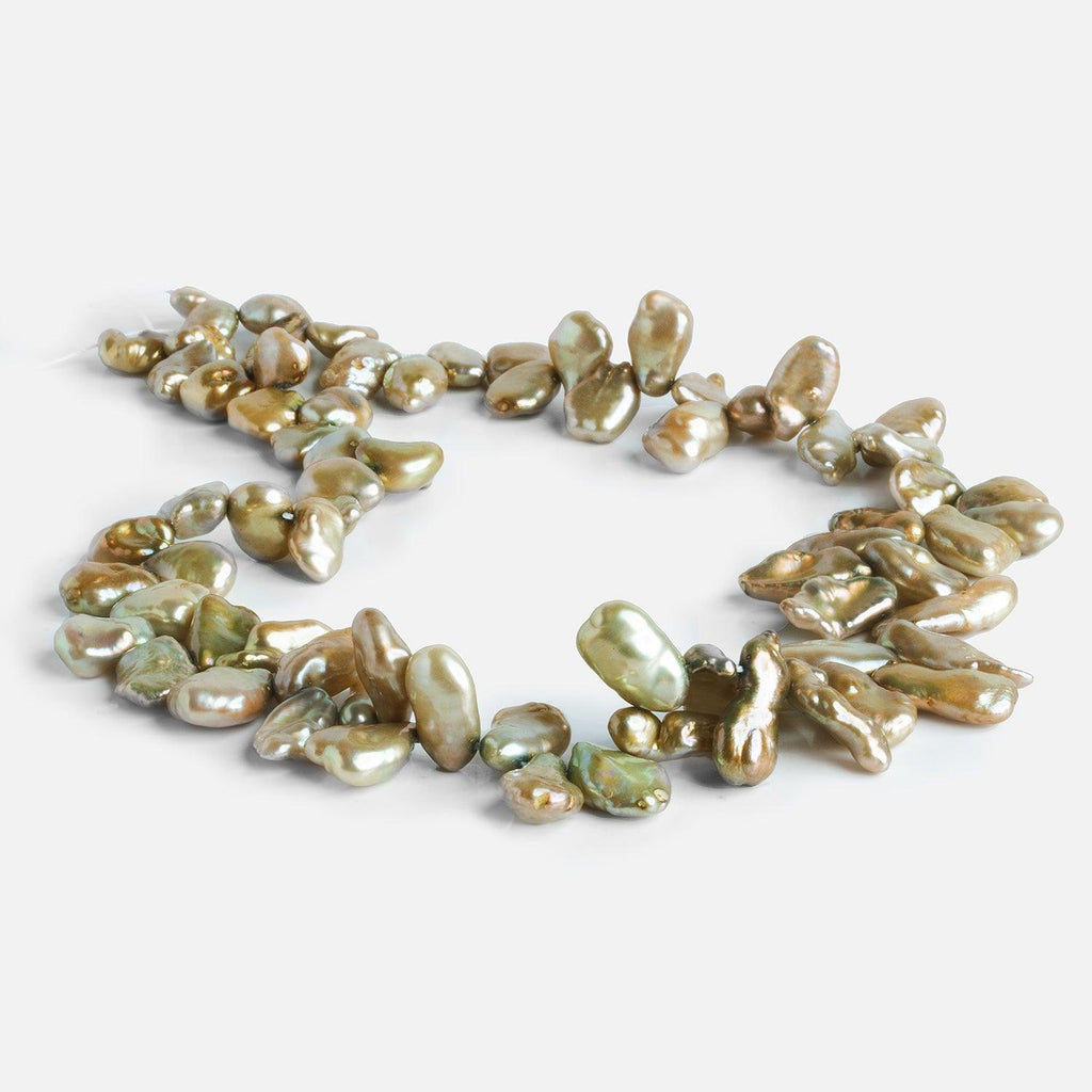 Yellow Green Keshi Pearls 14 inch 65 beads - The Bead Traders