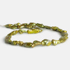 Yellow Green Peacock Keshi Straight-Drilled Pearls 15 inch 27 pieces - The Bead Traders
