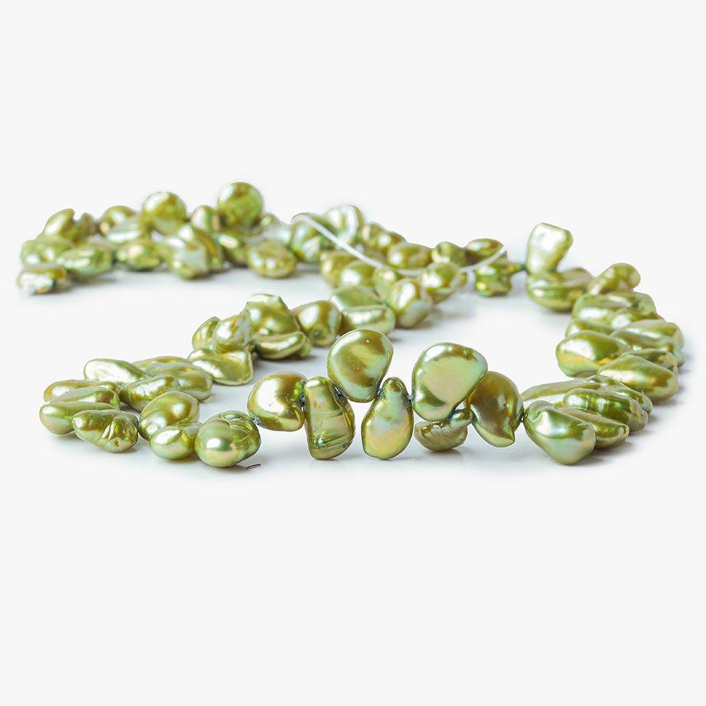 Yellow Green Top Drilled Keshi Freshwater Pearls 15 inch 60 pieces - The Bead Traders