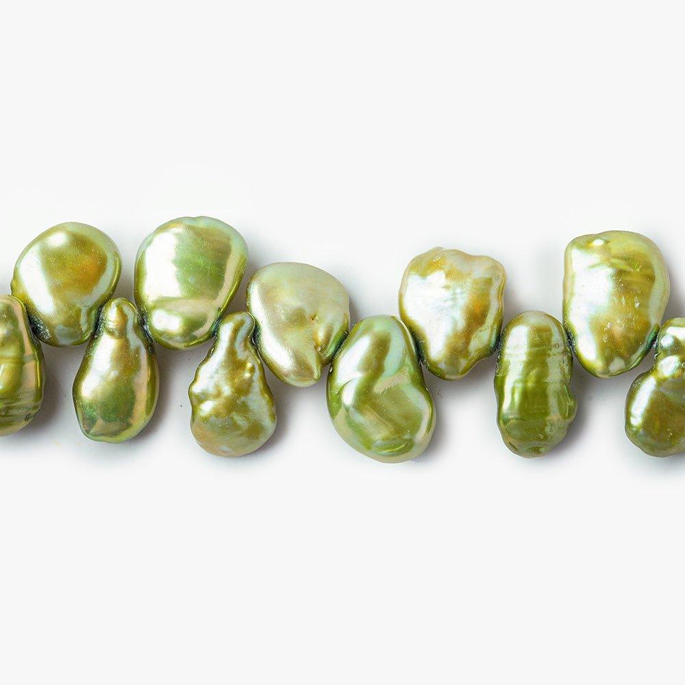 Yellow Green Top Drilled Keshi Freshwater Pearls 15 inch 60 pieces - The Bead Traders