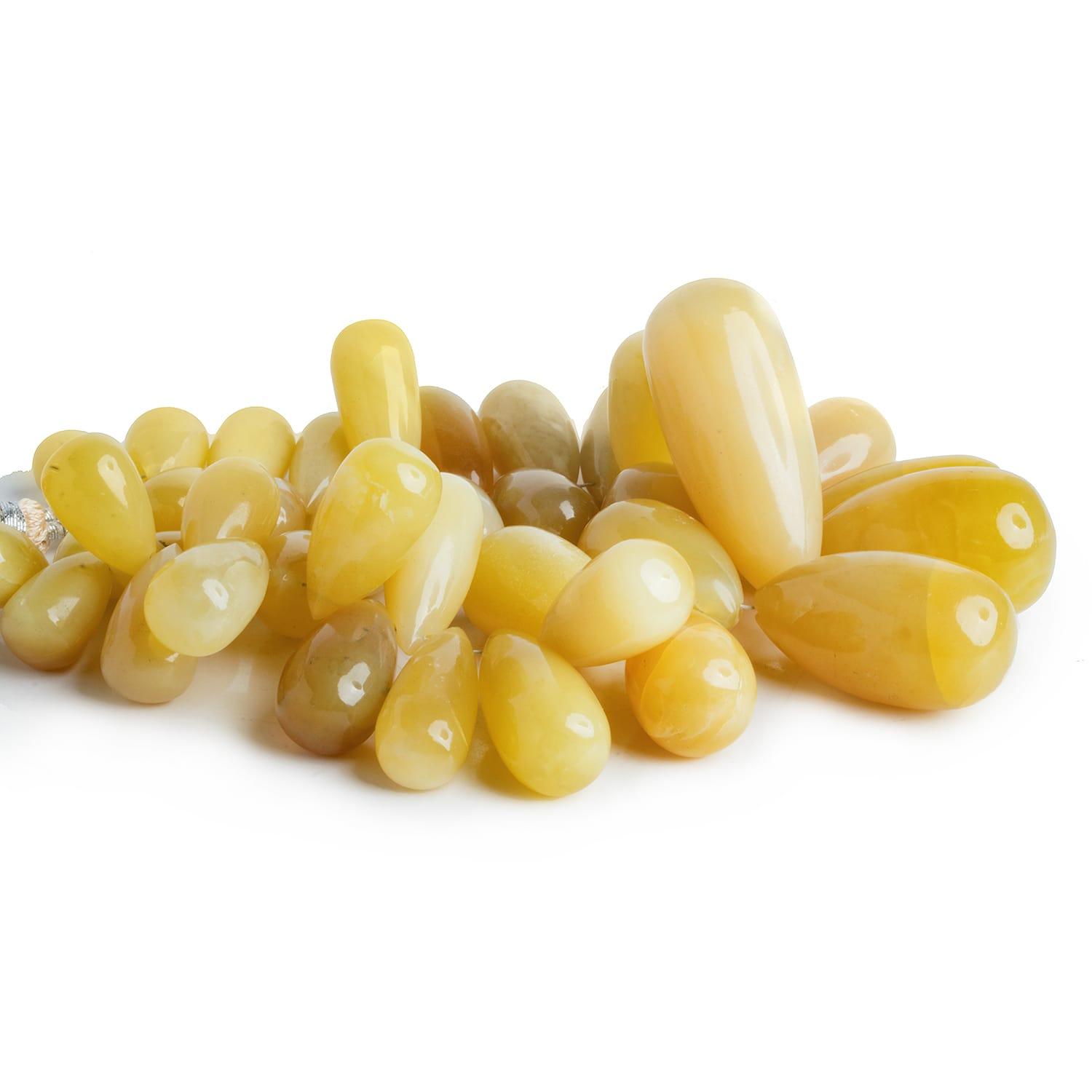 Yellow Opal Plain Drops 7 inch 38 beads - The Bead Traders