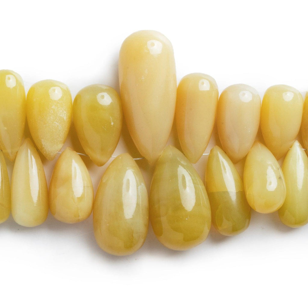 Yellow Opal Plain Drops 7 inch 38 beads - The Bead Traders