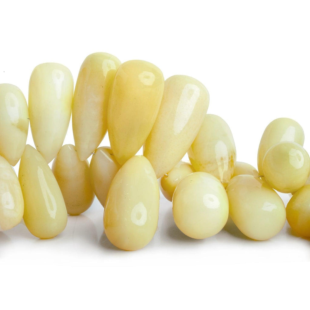 Yellow Opal Plain Drops 8 inch 43 beads - The Bead Traders