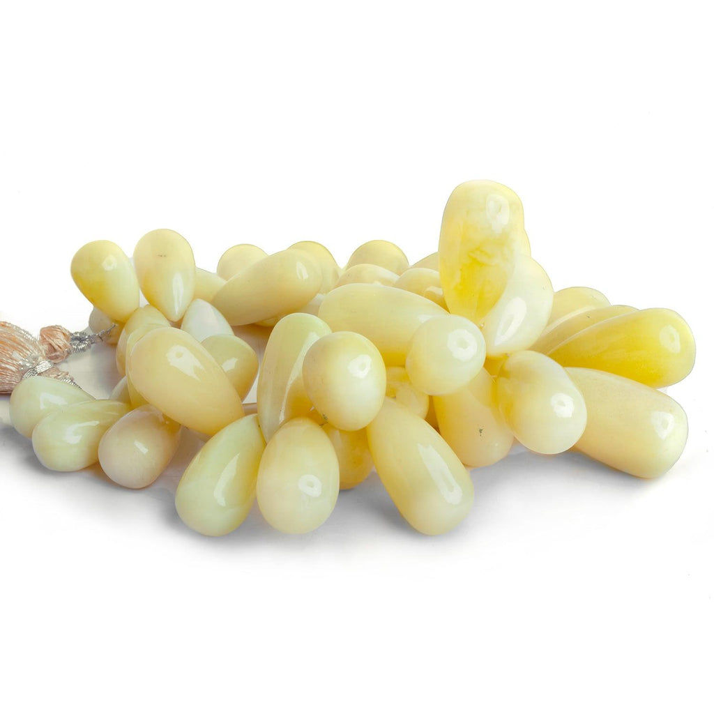 Yellow Opal Plain Drops 8 inch 43 beads - The Bead Traders
