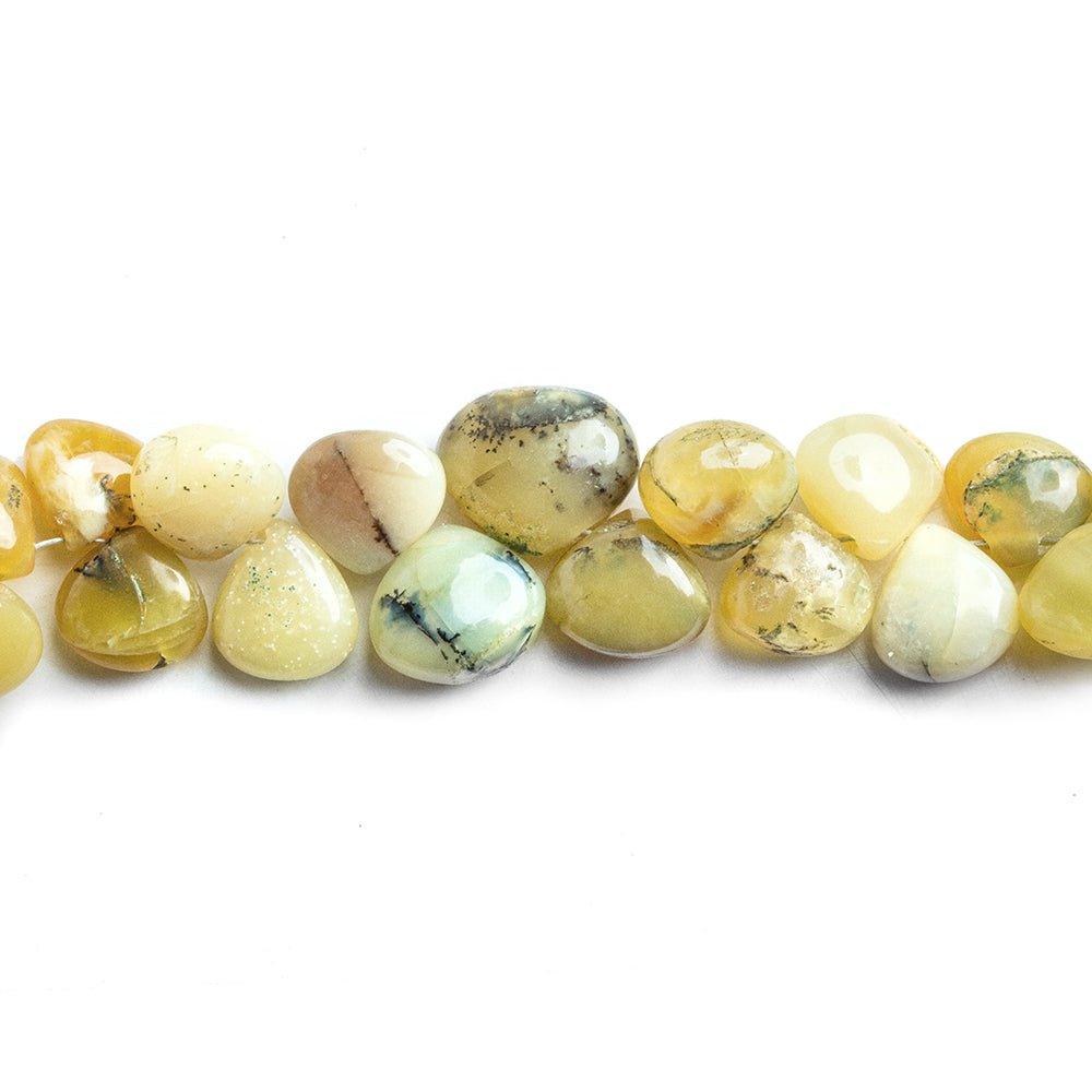 Yellow Opal Plain Heart Beads 15 inch 90 pieces - The Bead Traders