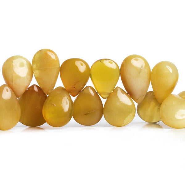 Yellow Opal Plain Pear Beads 7 inch 35 pieces