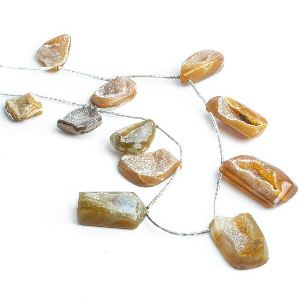 Yellow Orange Agate Drusy Nugget Beads 12 inch 11 pieces - The Bead Traders