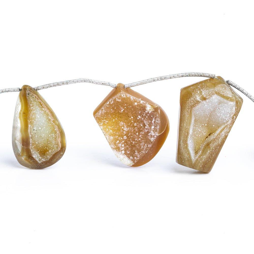 Yellow Orange Agate Drusy Nugget Beads 12 inch 11 pieces - The Bead Traders