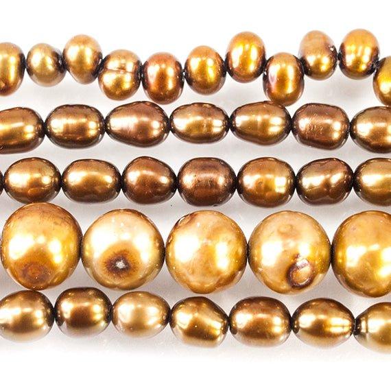 Yellowish Brown Mix Shape Freshwater Pearl Lot of 5 strands - The Bead Traders