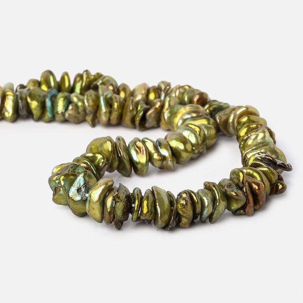 Yellowish Green Center Drill Keshi Freshwater Pearl 128 pieces - The Bead Traders