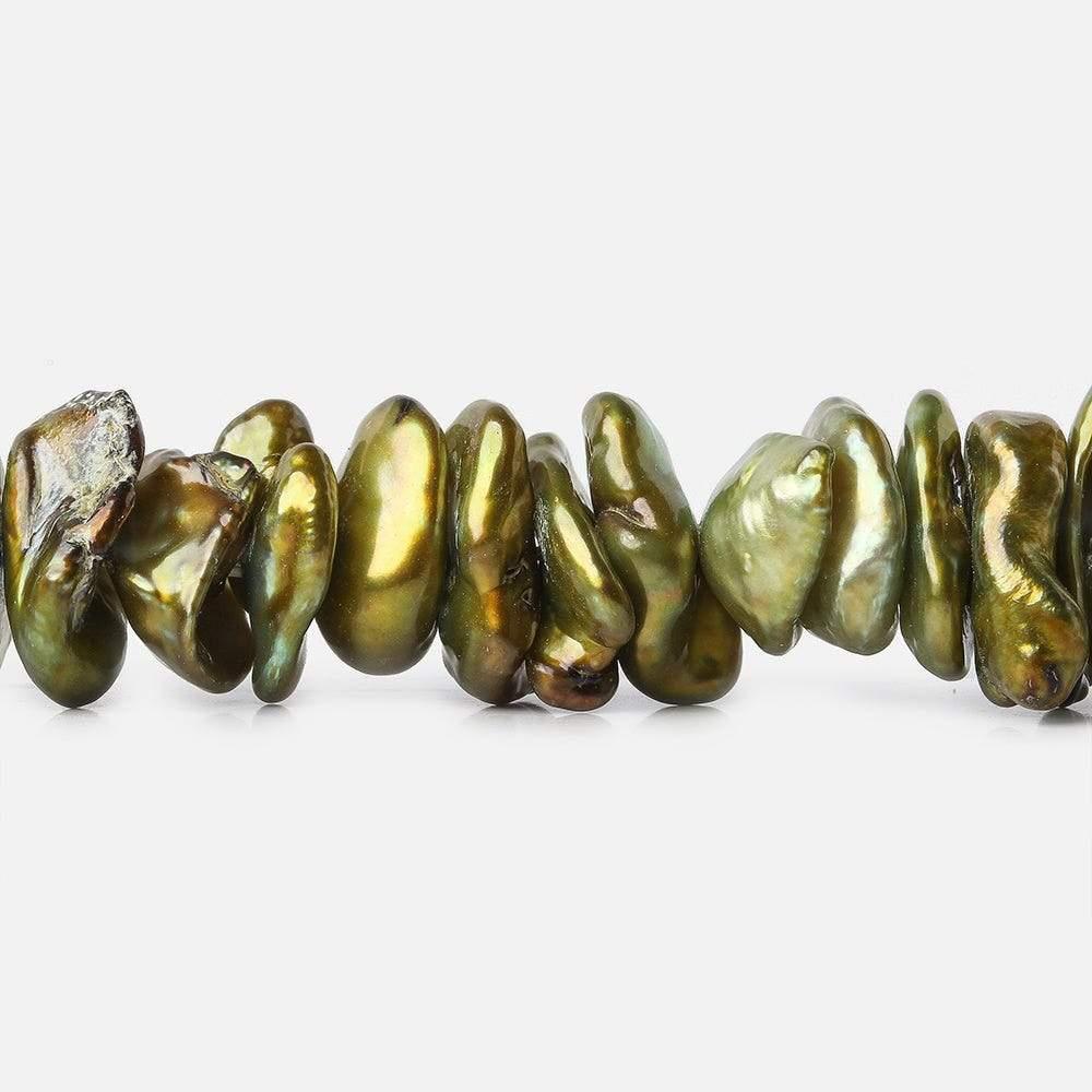 Yellowish Green Center Drill Keshi Freshwater Pearl 128 pieces - The Bead Traders