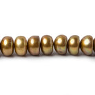 Yellowish Green Center Drilled Button Freshwater Pearl Strands 16 inch 65 pieces 8x6mm - The Bead Traders