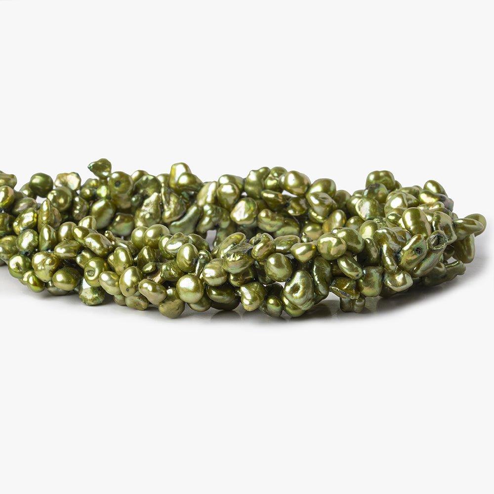 Yellowish Green Top Drilled Keshi Freshwater Pearls 15 inch 83 pieces - The Bead Traders